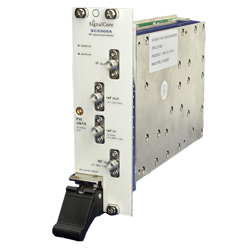 3.9 GHz RF Downconverter PXI module left angle view