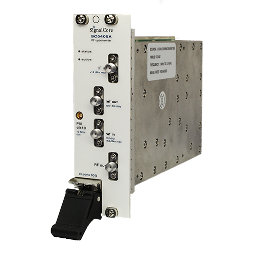 3.9 GHz RF Upconverter PXI module left angle view